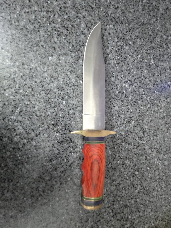 Handcrafted Fixed‑Blade Hunting Knife – Wood Handle –Brass Guard  Leather Sheath