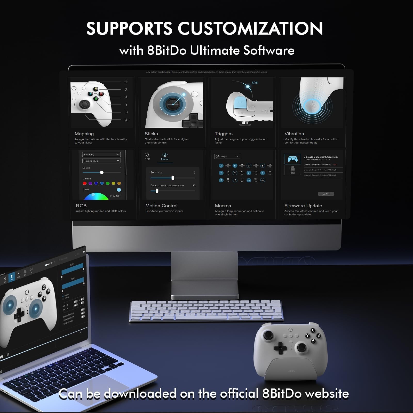 8Bitdo Ultimate Bluetooth Controller with Charging Dock for Switch/Switch 2, ...