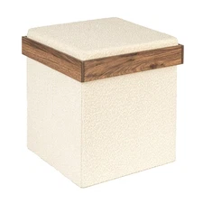 Versatile Boucle Ottoman with Hidden Storage, Cream