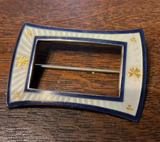 ANTIQUE STERLING FLORAL ENAMEL GUILLOCHE  SASH  PIN  NO ISSUES