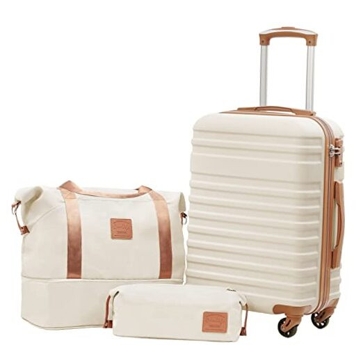3-Piece White Hardside Luggage Set with Carry-On (DB TB 20)-image
