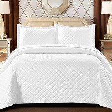 3 Piece Embossed Quilted Bedspread Throw Single Double King Size Bedding Set
