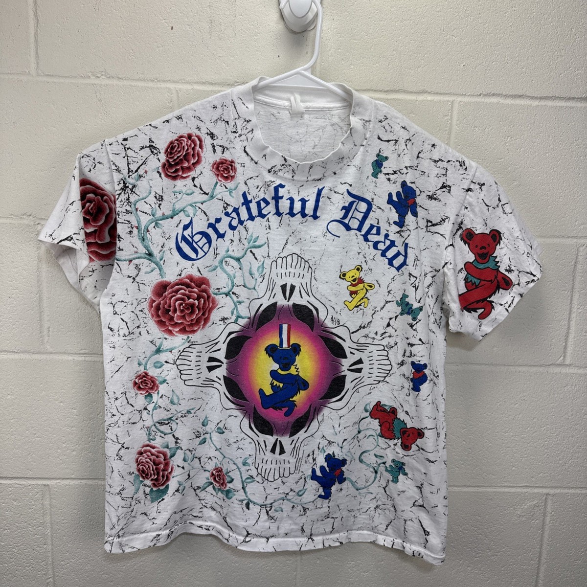 Vintage Grateful Dead T Shirt AOP Brockum Liquid Blue Bear Roses