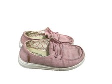 HEY DUDE Wendy Linen Cotton Candy Casual Pink Shoes Girls Youth Size 12-1