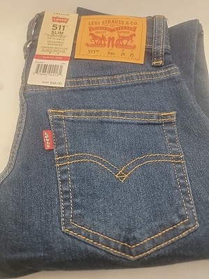 Levis 511 Jeans Slim Boys Medium Wash Size 8 Reg 24x25 Blue Denim  NWT 48$msrp