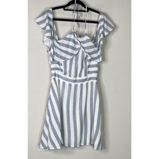 Lulus The Wind is Right Striped Off-the-Shoulder Dress Women's Size Small