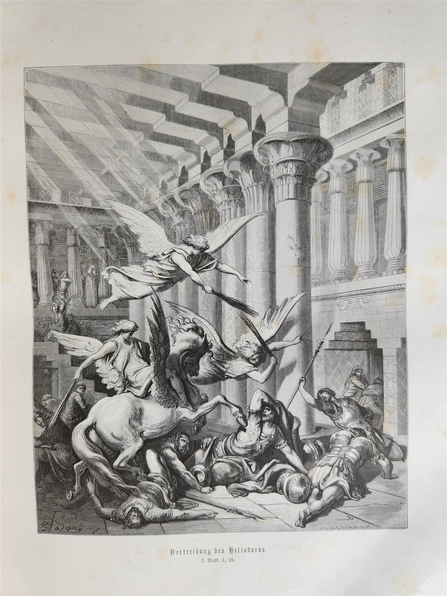 1870s BIBLE GUSTAVE DORE LLUSTRATED 2 VOLUMES MASSIVE FOLIO