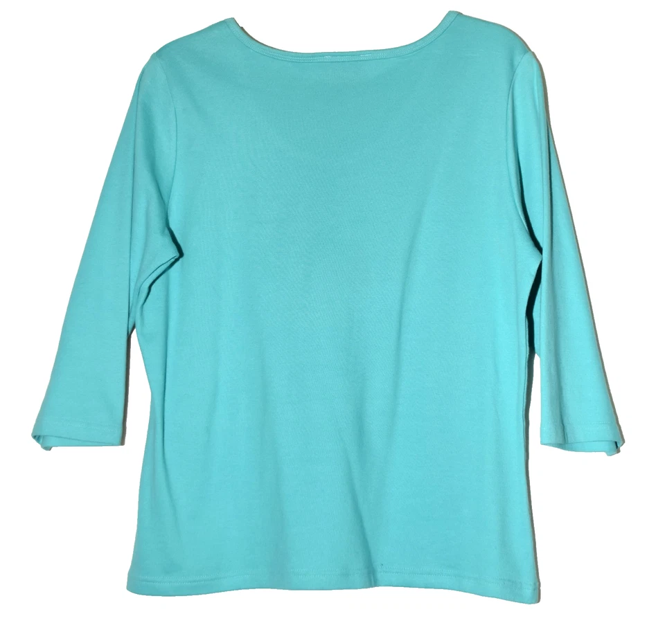 Camisa Top Christine Alexander Azul con Estrás Algodón Elástico Talla XL Foto 3 de 4