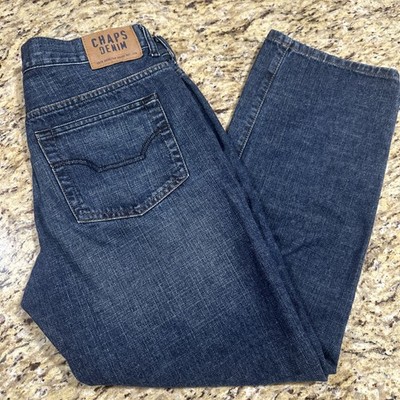 Chaps Denim Mens Straight Fit Blue Jeans 33x30 Medium Wash