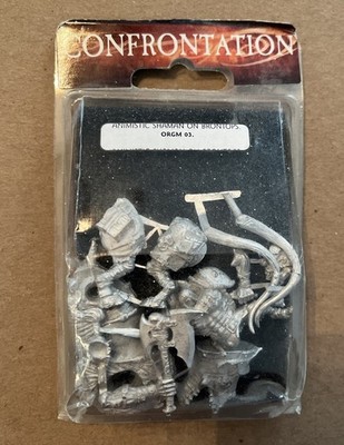 RACKHAM CONFRONTATION ORC ANIMISTIC SHAMAN ON BRONTOPS ORGM03 METAL New in PKG