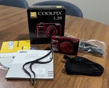 Nikon Coolpix L28 Digital Camera 20.1MP Red With Box Cables Manuals