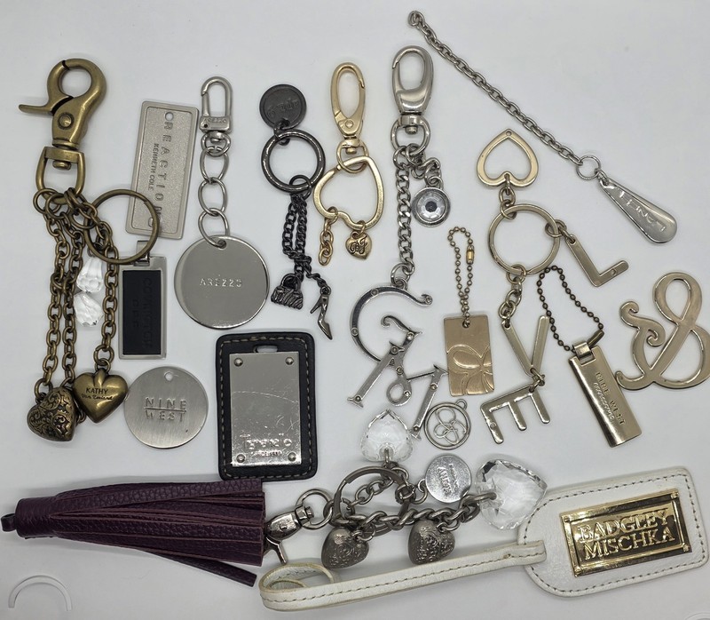 Designer Handbag Tag/Charm Key Chain  Silver/Gold Metal Lot of 18