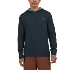 Quiksilver Dryflight Mens LARGE BLUE Textured Pullover Sweater Hoodie NEW w/Tags