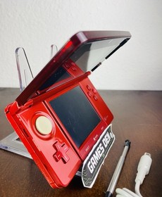 Nintendo 3DS Flame Red Handheld Region free English Console Charger SD TESTED #3