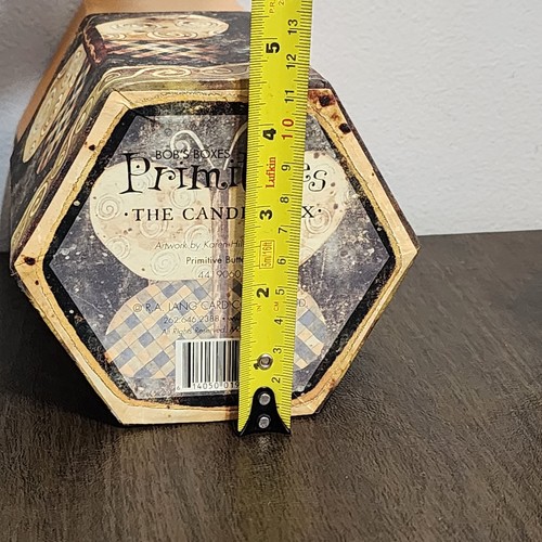 BOB'S BOXES The Candle Box Primitive HEXAGON GIFT BOX 7.5" X 4.5" Butterfly - Picture 11 of 12