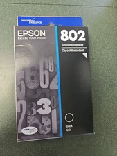 Genuine Epson 802 T802120-S BLACK Ink Cartridge Sealed Box 09/24 NEW