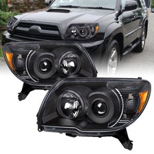 Pair For 2006-2009 Toyota 4runner Black Headlights Amber Corner Headlamps Rhlh