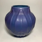HUGE Van Briggle Colorado Springs Pottery Purple Blue Vase Philodendron Leaf