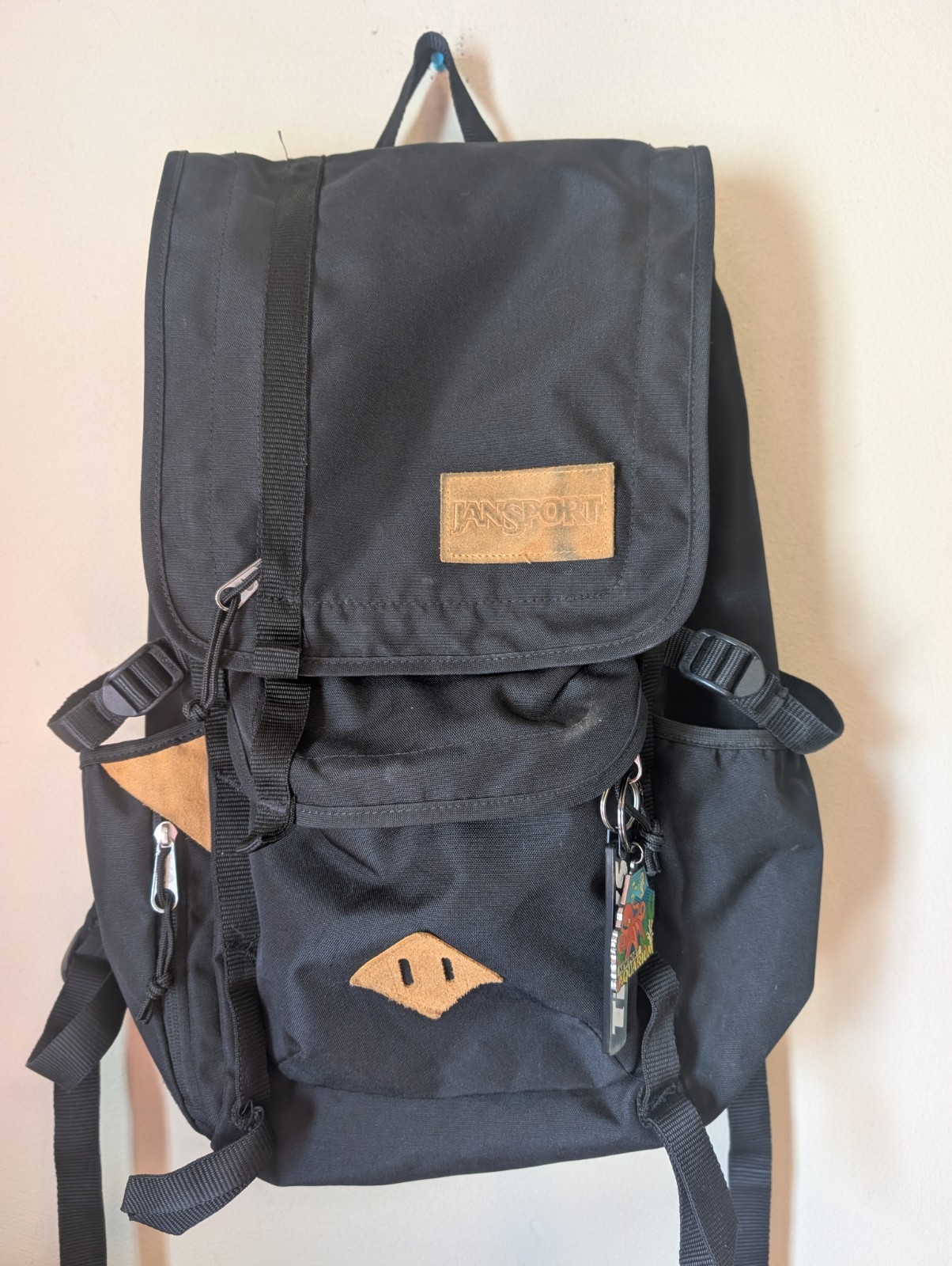 Jansport Hatchet Backpack Solid Black Canvas Padd… - image 1