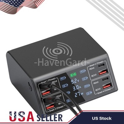 Multi 8 Ports USB Adapter Desktop Wall Charger Smart Quick Charging Station 3.0