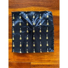 UnbrandedPocket Square Mens OS Navy Blue Excellent Guitar Music Pattern Silk