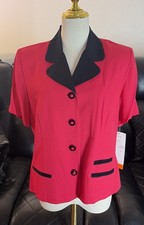 Vintage 80s rare Peri PETITIES pink black blazer with gold accent size 14 