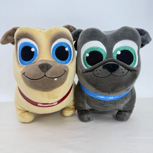 Disney Puppy Dog Pals Bingo and Rolly Plush Set Tan Grey Pugs Disney Store