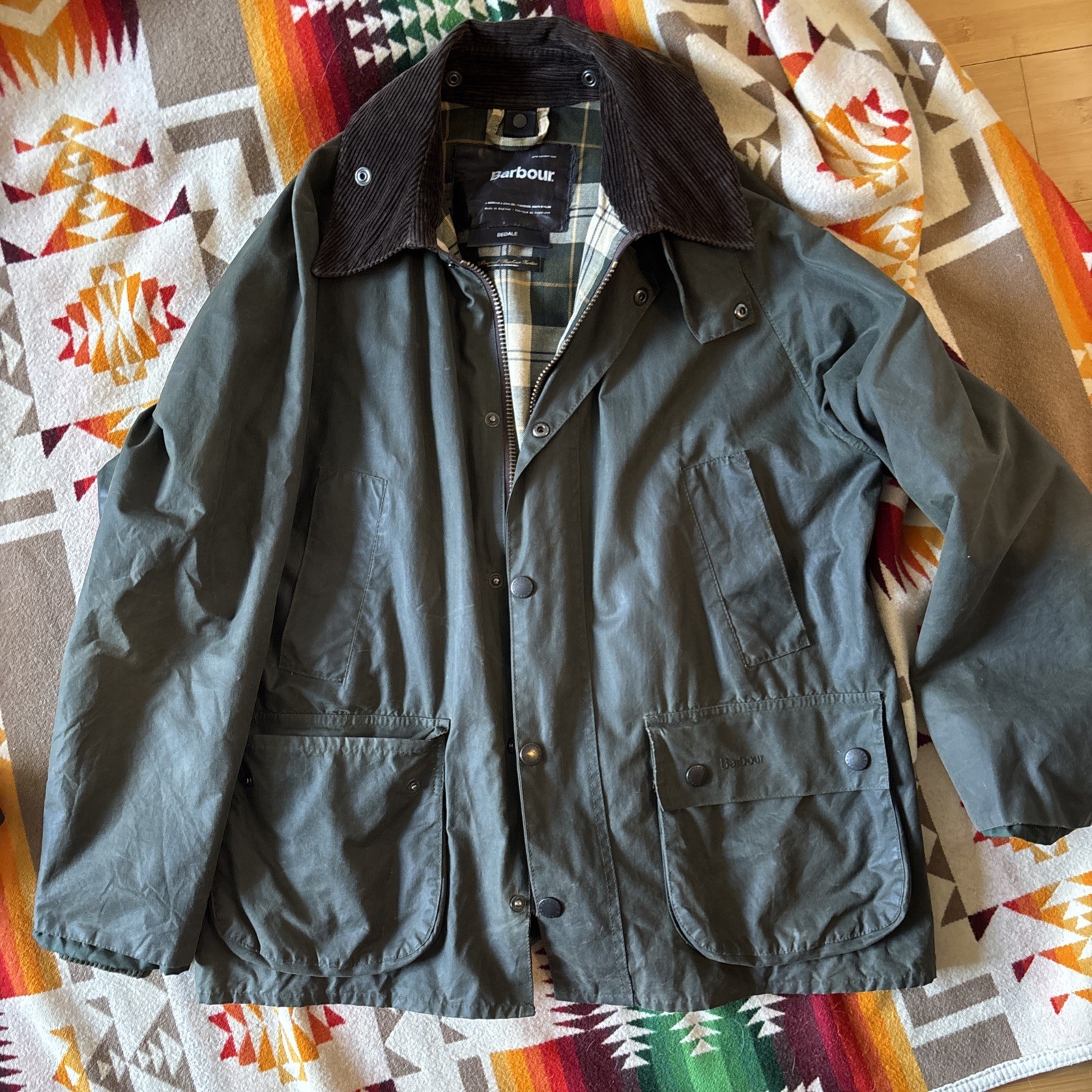 Barbour Men's Classic Bedale Waxed Jacket Olive, Size 40