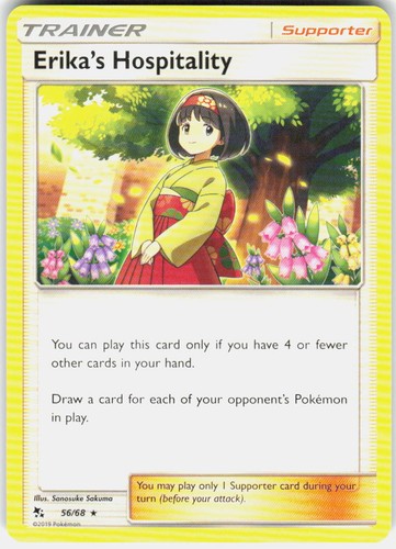 Erika's Hospitality Rare 56/68 Hidden Fates Pokemon Lightly Played