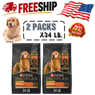 2Pcs Purina ProPlan Complete Essentials Shredded Blend Senior7+ Dry DogFood-34Lb