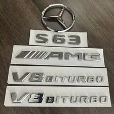 Mercedes Benz S63 AMG V8 BITURBO Emblem Aufkleber W221 Stern Heck Badge Chrom