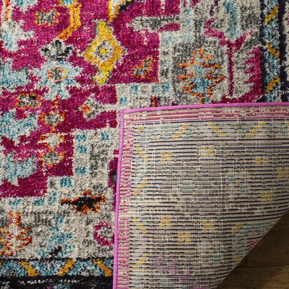 Alfombra Colección Monaco - 6'7" x 9'2", Fucsia y Gris, Medallón Boho Chic... Foto 3 de 4