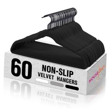Velvet Hangers Non Slip Felt Hanger, Slim Velvet Clothes Hangers 60 Pack Black