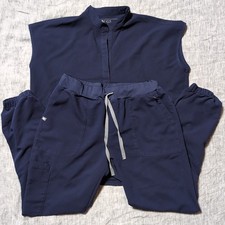 Figs Scrub Set Women's Med - Rafaela Top, Zamora Joggers - Navy Blue Scrubs
