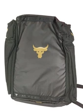UA Under Armour Project Rock Backpack Adult Black Gold Duffle Gym Bag 1376459