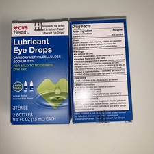 2 Pack CVS Health Mild to Moderate Dry Eye Eye Drops 15ml 2 Bottles In Each Pack