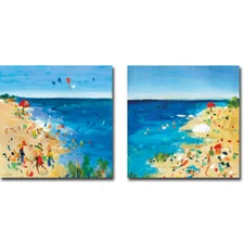 Beach Party by Lownes 2-pc Gallery-Wrapped Canvas Giclee Set (18 in x 18 in Ea)