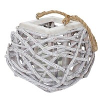 HäNgelaterne 40Cm, Windlicht Kerzenhalter Mit Glaseinsatz 8Cm, Weiß-Grau