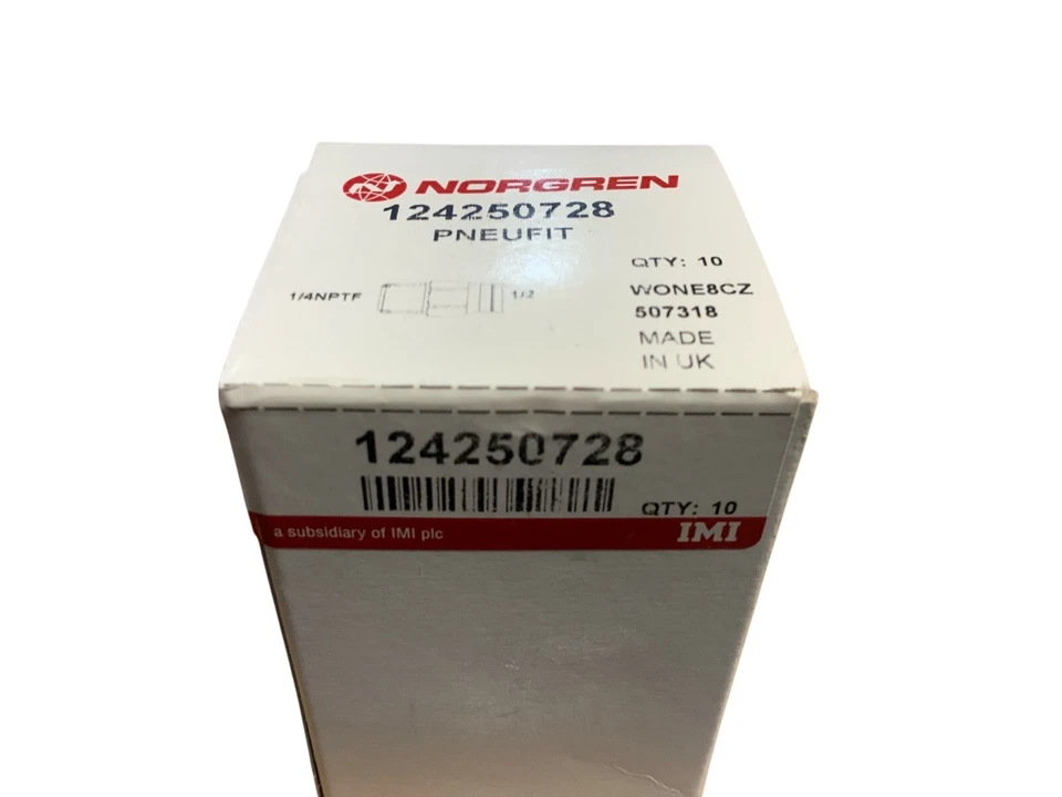 10 Norgren 124250728 Push To Connect Adapter Fitting 1/2" x 1/4" NPT Male Brass - Image 2 of 2