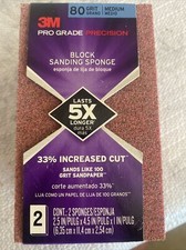 3M Pro Grade Precision Sanding Sponges 80 Grit 2 Pk & 120 Grit 1 Pk Sandpaper