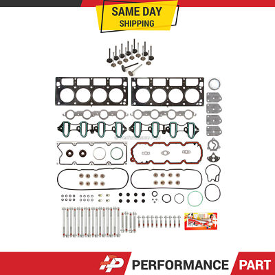 Head Gasket Set Intake Exhaust Valves Fit 02-04 GMC Chevrolet Cadillac 4.8 5.3