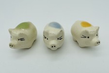 Vtg 3 Little Pigs Ceramic Porcelain Animal Figurines Hand Painted B3