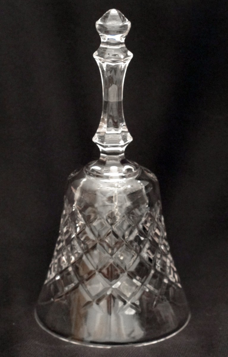 Large 6-Inch Well Made Cut Crystal Bell - X, Criss-Cross or