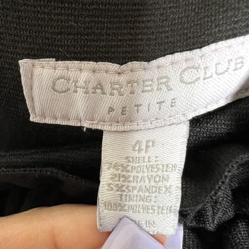 Charter Club Dress women Size 4 Petite Black Ruffled Sheath Sleeveless b22 - Picture 6 of 20