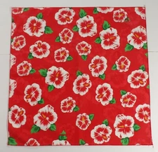 Vintage Hav-A-Hank Red Hibiscus Bandana ~ Made in USA