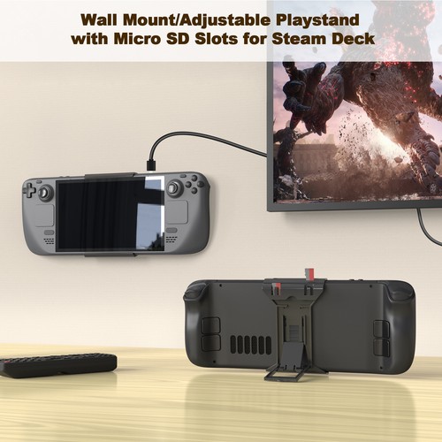 Foldable Console Desktop Stand Mount Wall-Mounted Storage Bracket For Steam Deck - Picture 12 of 13