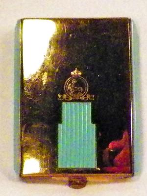 Coty Powder & Rouge Compact Aqua Plastic & Goldtone Metal 1950s in Box