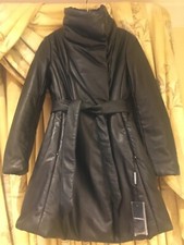 Bnwt Emporio Armani Real Leather Black Quilted Coat Uk 6