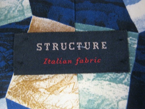 STRUCTURE Silk Tie Necktie 56 x 3.75 blue green ANIMALS MOTIF 13438 - Picture 4 of 4