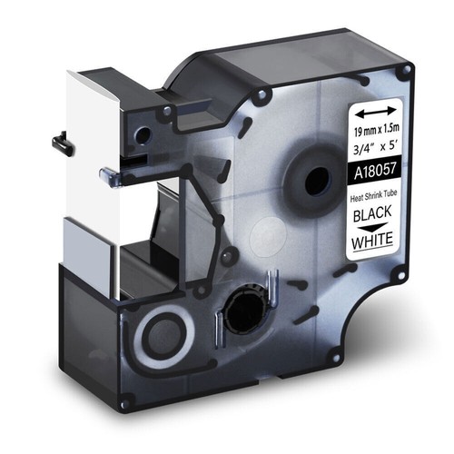 1PK 18057 Tubo termorretráctil negro sobre blanco 19 mm cinta de etiqueta para DYMO Rhino - Imagen 21 de 24